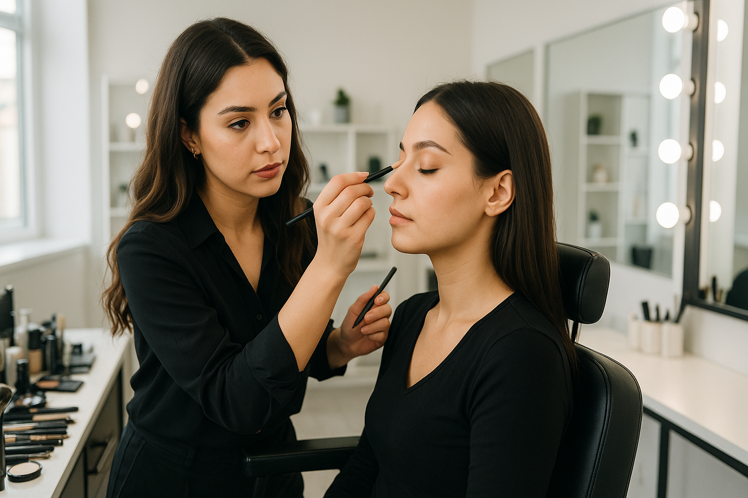 Profesyonel makyaj sanatçısı çalışırken - Glowistry platformu